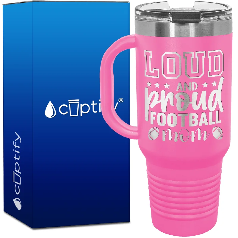 Loud and Proud Football Mom 40oz Football Travel Mug