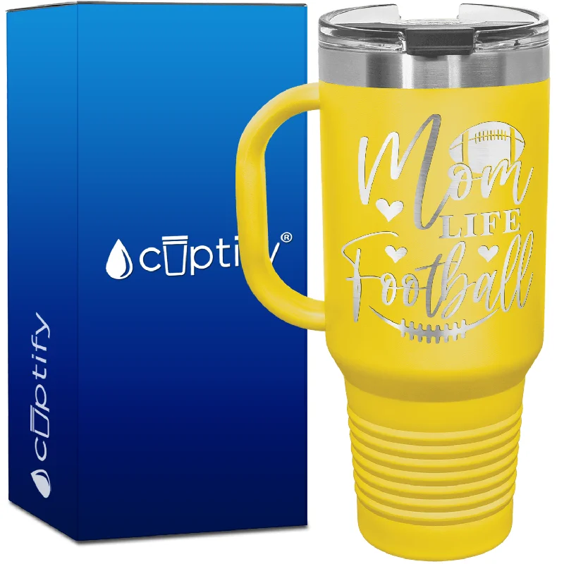 Mom Life Football 40oz Football Travel Mug