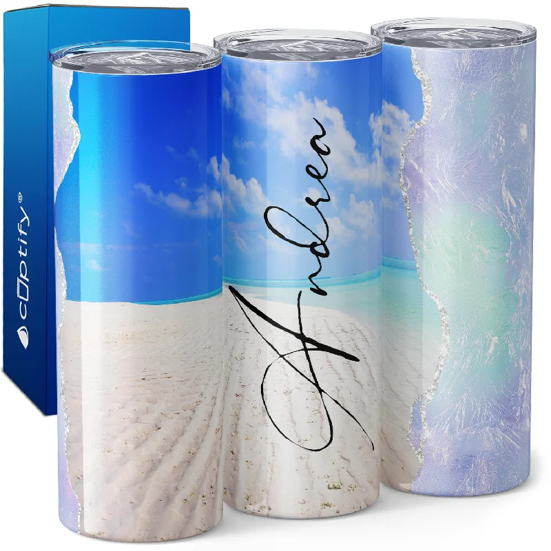 Personalized Beach Iridescent 20oz Skinny Tumbler