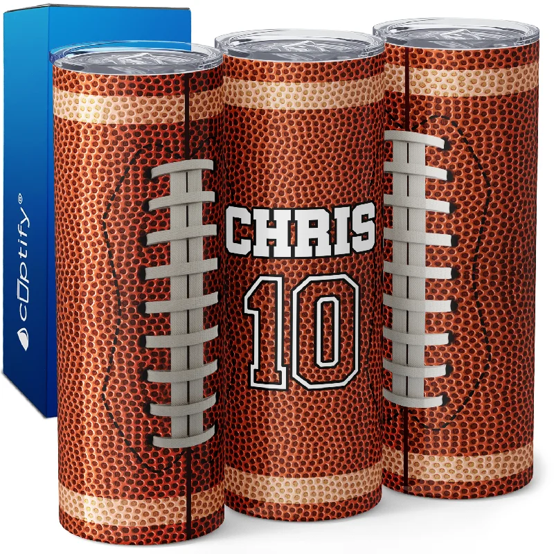 Personalized Football Player Name and Number 20oz Skinny Tumbler