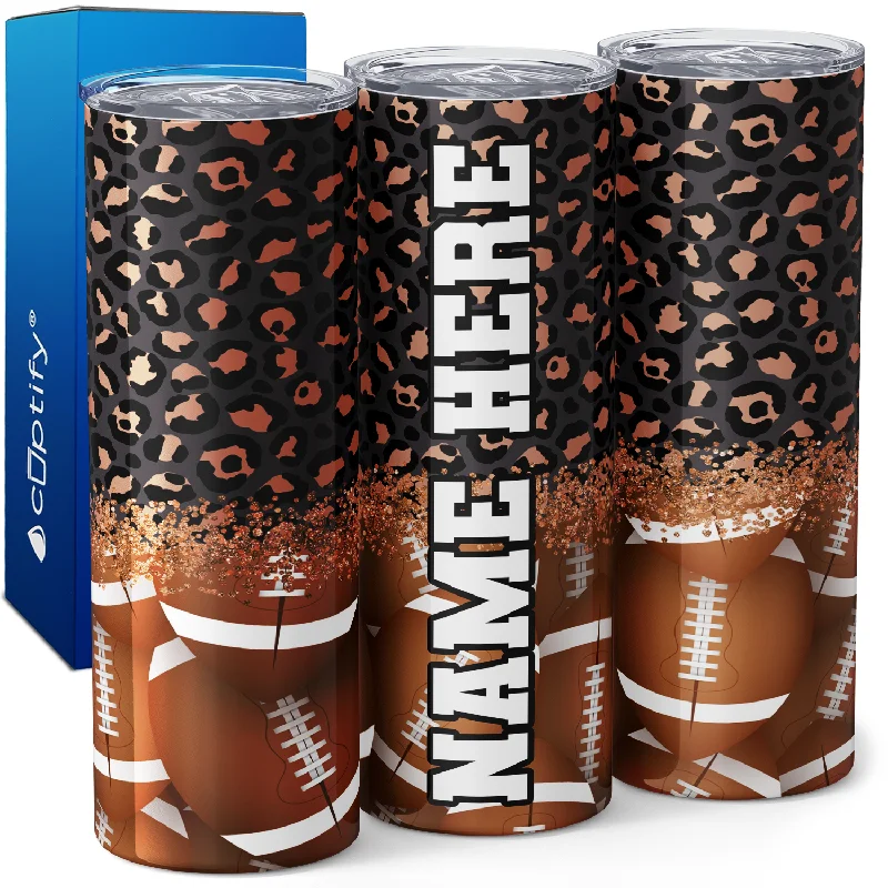 Personalized Leopard Football 20oz Skinny Tumbler