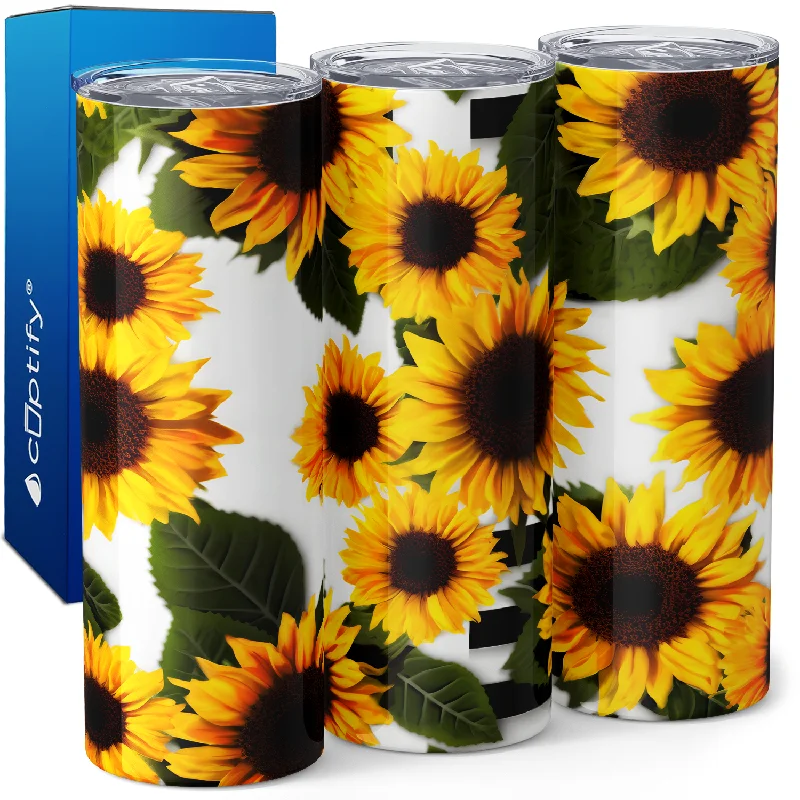 Sunflowers Brilliant Yellow Petals 20oz Skinny Tumbler