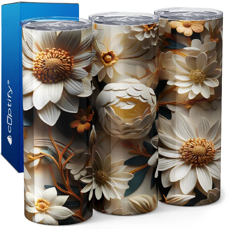 White Sunflowers 20oz Skinny Tumbler